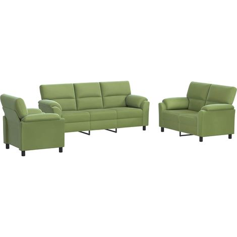 Set di divani 3 pcs Verde chiaro Velluto vidaXL (1/5)