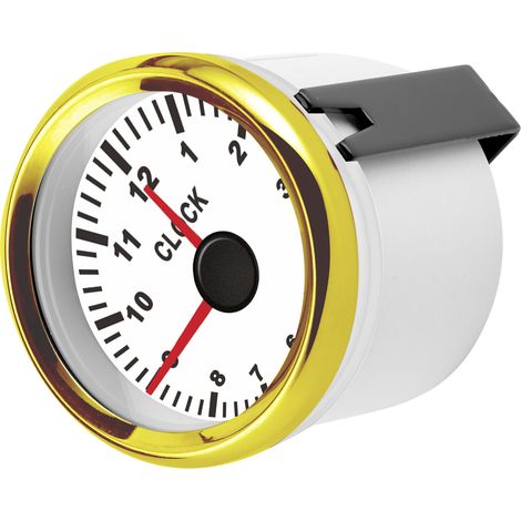 Compteur horaire universel 2 en 1, 0-12h, rétroéclairage rouge 12V/24V pour voiture bateau yacht moto, cadran blanc cadre doré (1/5)