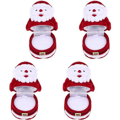 4 boîtes de rangement classiques et traditionnelles avec le Père Noël, adorables coffrets cadeaux pour boucles d'oreilles, bagues et colliers (1/2)