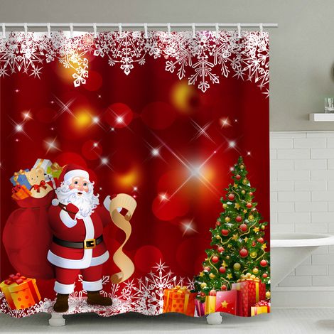 Rideau de douche de Noël, 180 x 200 cm (25 pouces) - Rideau de douche en polyester qd