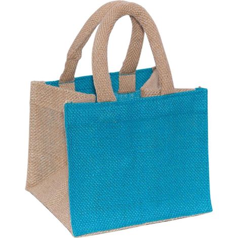 Borsina turchese in juta, 16x16x14 cm (kit da 10) (1/3)