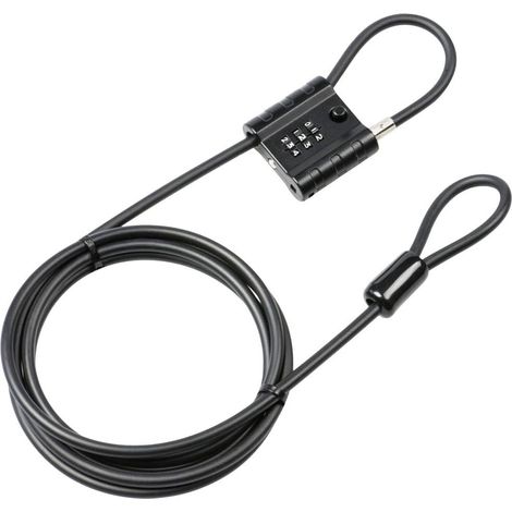 Câble antivol avec cadenas code, Câble antivol pour vélo, moto, e-scooter, meubles de jardin, 725 300 Snap+Lock, Noir, 3 m