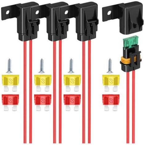 Lot de 4 porte-fusibles étanches IP67, calibre 12 AWG, ATC/ATO, 20 A/30 A/40 A, pour véhicules, bateaux et systèmes d'alimentation de bus à usage intensif. (1/5)