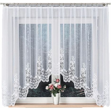 Cortina jacquard confeccionada Berenika 330x170cm blanca (1/5)