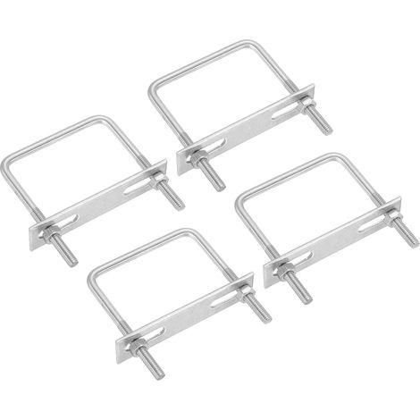 Kit De U En Carré M6x65x80mm, 4Pièces 304 Acier Inoxydable U En Carré Pièces De Rechange Avec Plaques De Châssis Et Écrous Pour Ski Planche Bateau À Voile Remorque (1/5)
