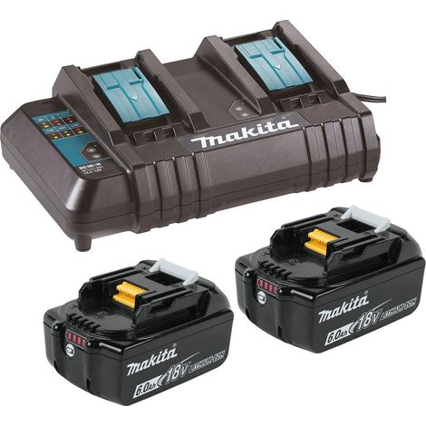 Makita BL1860 18v 2 x LXT 6.0ah Lithium-Ion Batteries + DC18SH Dual Port Charger (1/4)