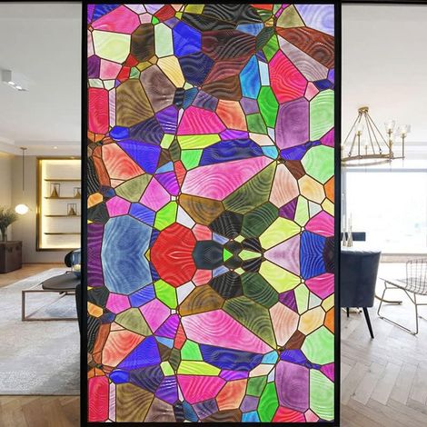 Film Autocollant Statique décoratif givré pour fenêtre d'église européenne - Blocage des UV - Couleurs discrètes - 100 x 150 cm (l x H)