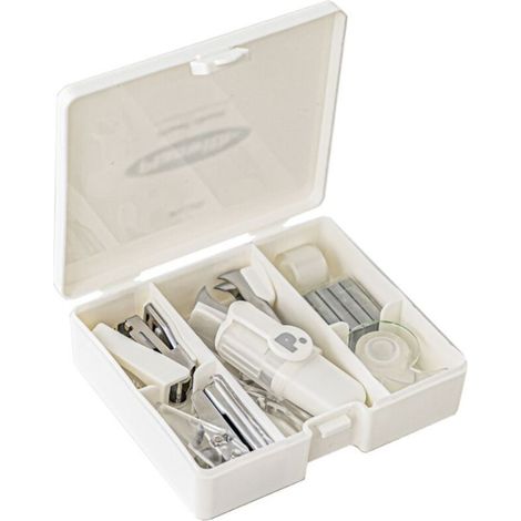 Mini Kit Agrafeuse Perforatrice Portable Coréenne Blanc 106 x 89 x 28 mm pour École et Bureau (1/5)