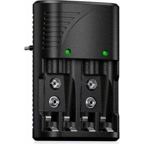 Chargeur de Piles Universel pour AA/AAA/9V, Chargeur Rapide 6802 pour Piles Rechargeables NI-MH AA/AAA ou 9V, avec Indicateur LED, Tension Mondiale.-Autres (1/5)
