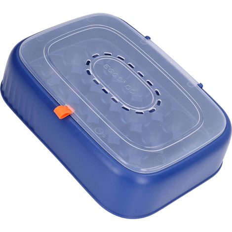 Boîte de rangement pour 24 œufs, boîte à œufs pour frigo, boîte de conservation à couvercle rabattable bleu foncé (1/5)
