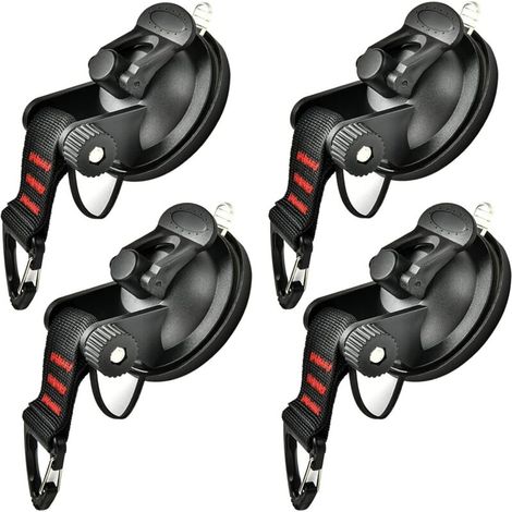 Camping-Saugnapf-Set – 4-teiliges Set extra starker Saugnapfhaken, multifunktionale Saugnäpfe für Camping, Auto, Markisen, Wohnmobil, Zuhause und Werkstatt - Crezuo