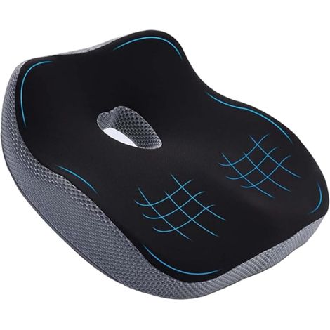 Coussin de siège respirant et ergonomique en mousse à mémoire de forme perforée, soulageant les douleurs, antidérapant, pour voiture, camion, chaise de bureau, fauteuil roulant, chaise de jeu, en mous (1/5)