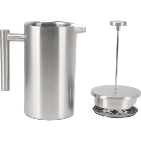 Cafetière à piston – Acier inoxydable isotherme à double paroi, compatible lave-vaisselle, résistante à la rouille, avec filtre (capacité de 1 litre) (1/5)