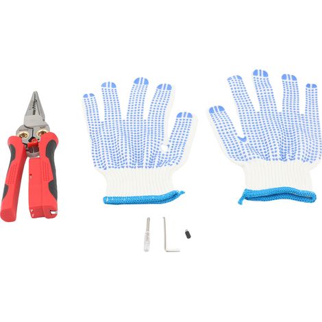 Pince dénuder 8 en 1 avec testeur tension – Coupe-câble sertisseuse splitting électricien antidérapant inox rouge, électricité (1/4)