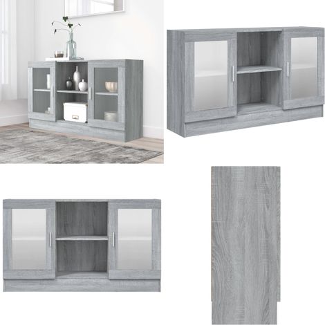 Armoire à vitrine Sonoma gris 120x30,5x70 cm Bois d'ingénierie - Buffet - Meuble De Rangement - Armoire Vitrée - Mobilier Moderne - Meubles Salon - Home & Living (1/5)