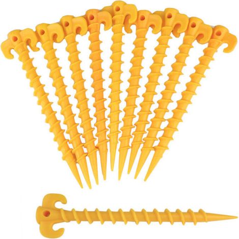 10 piquets de camping en plastique durable, piquets de tente en plastique, piquets de tente à visser, piquets de tente d'extérieur, piquets de camping pour auvent, pour fixer les tentes (20 cm) (1/4)