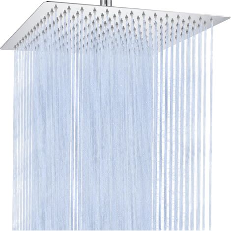 1 Pomme de Douche, Acier Inoxydable, 90 buses, Silicone, Carré 30x30cm, Rotation 360°, Salle de Bain (1/5)