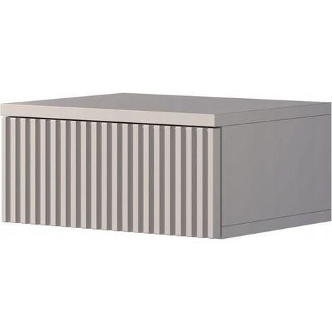 Table de chevet suspendue pour chambre à coucher, Cachemire /Beige, avec façade rainurée 40x30x18cm (1/4)