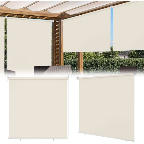 Jiubiaz Senkrechtmarkise 180x240 cm Balkonrollo Beige UV Schutz Sonnenschutz Sichtschutz wasserdicht wetterfest Balkon Terrasse