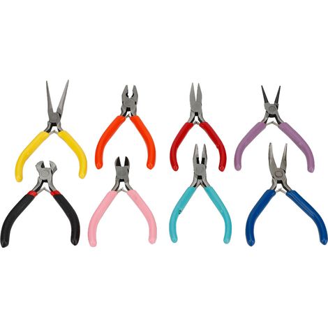 Ensemble de 8 mini-pinces en acier à bec long/rond/plat pour la fabrication de bijoux (1/5)