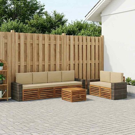 vidaXL Outdoor-Sofagarnitur 7 pcs Natur und Beige Massivholz Akazie (1/5)