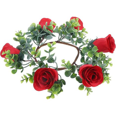 Couronne de bougies décoratives en forme de couronne de fleurs artificielles (lot de 4) (1/5)