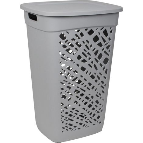 Panier à linge 60L Fabriqué en France + Couvercle charnière - Gris - Livraison gratuite (1/4)