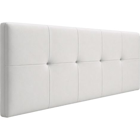 Home Heavenly® - Cabecero cama tapizado JENSEN, acolchado, cama individual o matrimonial, no incluye herrajes 150 cm Color: Blanco (1/5)