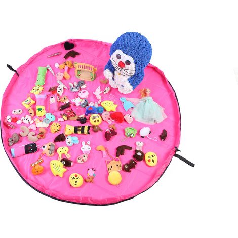 Tapis de jeu pour enfants sac de rangement de jouets pliable tapis pour enfants rangement de jouets pour enfants 60 pouces (150 cm) - Rouge Rose (1/2)