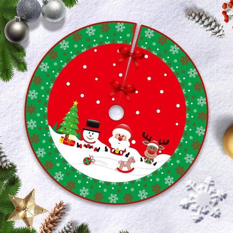 Rouge et vert,90cm Jupe Sapin de Noël, Couvre Pied Sapin Noel, Arbre De Noel Decoration, Joyeux Noël Jupe d'arbre Tapis pour Sapin pour Noël (1/5)