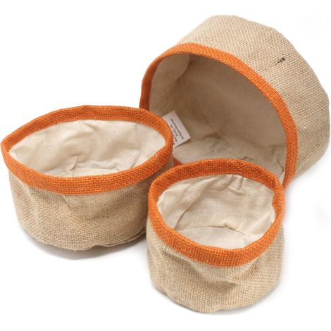 Lot de 3 paniers en jute naturel - Curcuma- Vendu par 1 (1/2)