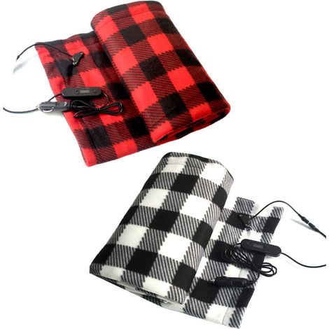 Manta eléctrica calefactable para coche Eosnow de 12 V, forro polar de viaje con control de temperatura, para coche, autocaravana, uso en invierno, hogar y oficina. (1/3)