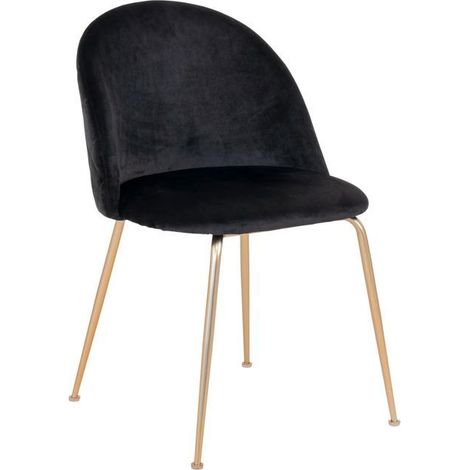 2 chaises de salle à manger en velours noir avec pieds en laiton