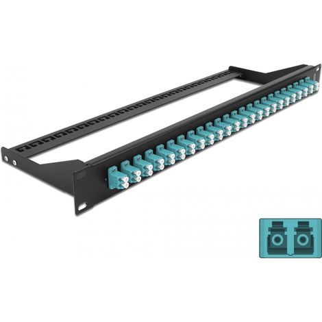 Delock Panel de parches de fibra 19 24 puertos LC Duplex azul
