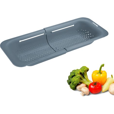 Westmark Scolapasta per lavello – Scolapasta estensibile per scolare frutta, verdura e piatti – Pratico vassoio antigoccia – Grigio, 36-49 cm (1/5)
