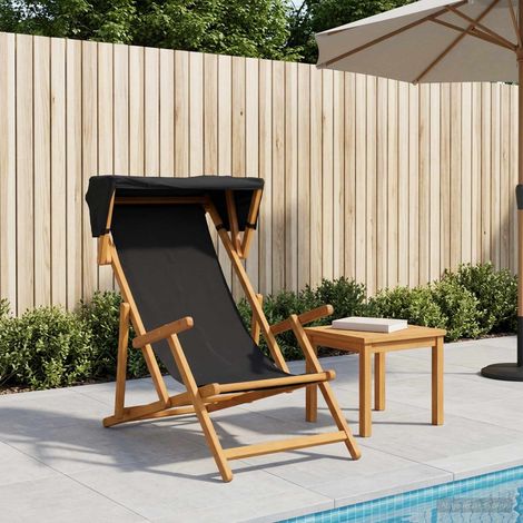 vidaXL Silla de terraza 3 Posición Madera de Eucalipto Maciza Negro (1/5)