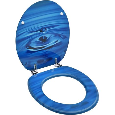 Tavoletta WC con Coperchio MDF Blu Design Goccia d'Acqua vidaXL