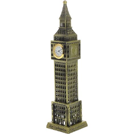 Modèle Big Ben de Bureau en Alliage Métal Finition Bronze Antique, Figure Horloge Big Ben Vintage, Objet de Collection Décoration Intérieure Bureau, Ornement Architectural Rétro (1/5)