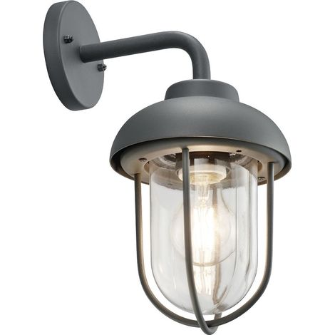 Industrial Außenwandleuchte DUERO E27 Laterne in Anthrazit, Höhe 33cm (1/2)
