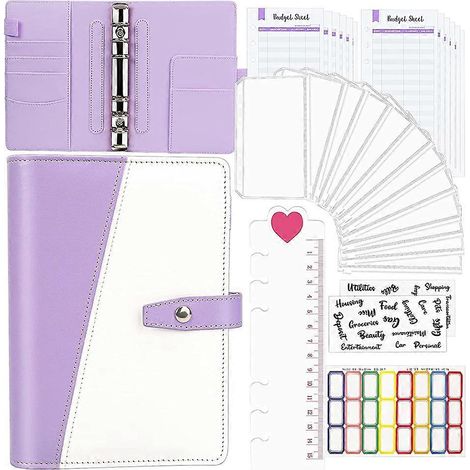 Classeur de budget avec enveloppes pour espècesenveloppes pour la gestion budgétaireorganiseur pour espècesclasseur de budget A6 violet (1/5)