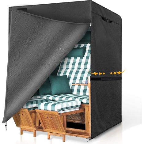 Housse de protection pour fauteuil-cabine de plage - Résistante aux intempéries - Imperméable - 135 x 105 x 175/140 cm - Tissu Oxford 420D - Résistante à l'hiver - Coupe-vent - Anti-poussière (1/5)