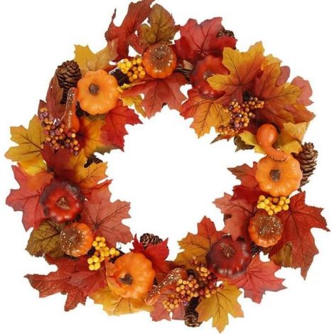 Guirlande de Simulation d'automne 45cm Décoration de la maison porte suspendue anneau de rotin décoration de fête de vacances(06) (1/5)
