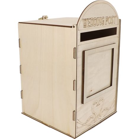 Boîte aux lettres en bois pour mariage, avec cadenas et clé, décoration de réception, anniversaire ou fête, modèle JM01618 (1/5)