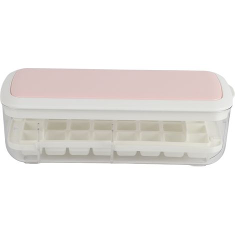 Moule à glaçons en silicone sans BPA, bac de rangement avec couvercle pour maison, couleur rose