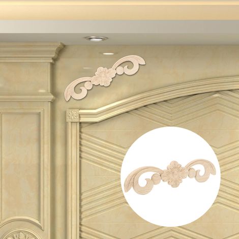 Lot de 4 magnifiques appliques florales sculptées, longues et décoratives pour meubles et décoration intérieure. (1/5)