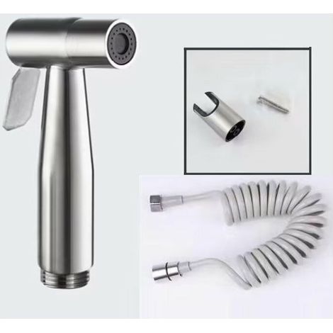 Handbrause für Bidetgeräte – mit 150 cm langem, teleskopierbarem, flexiblem ABS-Duschschlauch für Sanitärinstallationen, Toiletten, Bidet-Badezimmer-Sprühpistole (Grau) (1/5)