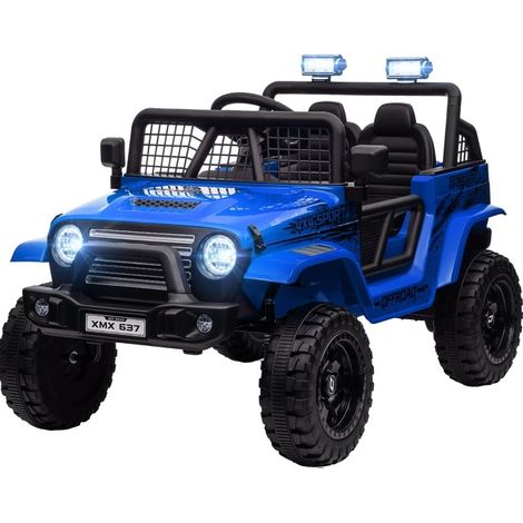 Coche eléctrico infantil 12V con mando a distancia, luces LED, claxon y suspensión suave, azul (1/3)