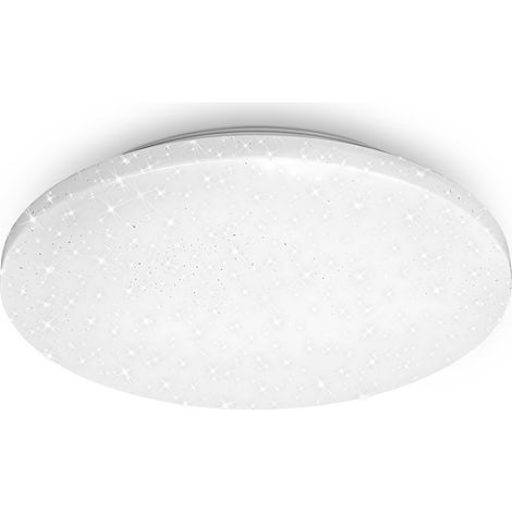 Plafonnier LED avec décor étoilé, plafonnier LED salle de bain IP44, décor perforé, lumière blanc neutre, Ø340 mm, blanc (1/5)