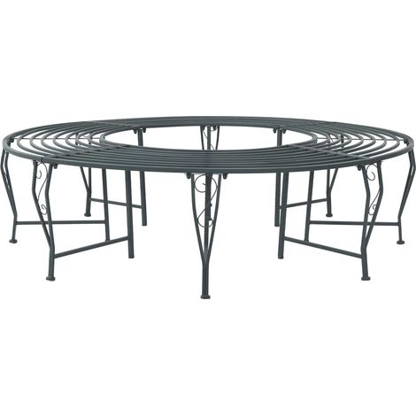 vidaXL Banc d'Arbre 8-Nombre de places Ø 160 x 44 cm Acier