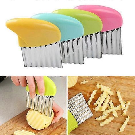 Trancheuse à chips en acier inoxydable pour légumes et fruits, couteau coupe-légumes ondulé, accessoires de cuisine (1/5)